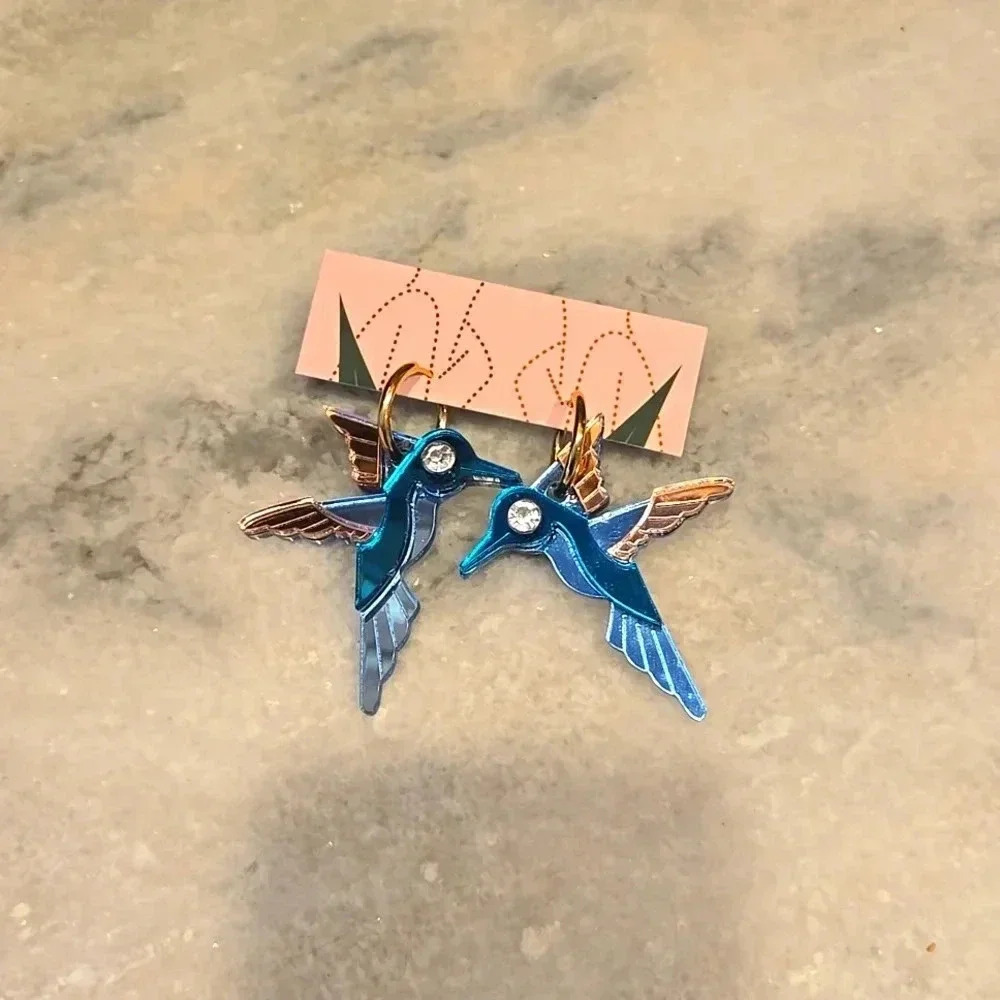 Unique handmade hummingbirds earrings